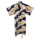 1930s Japanese fully lined kimono decorated with Japanese naval vessels and bi-planes