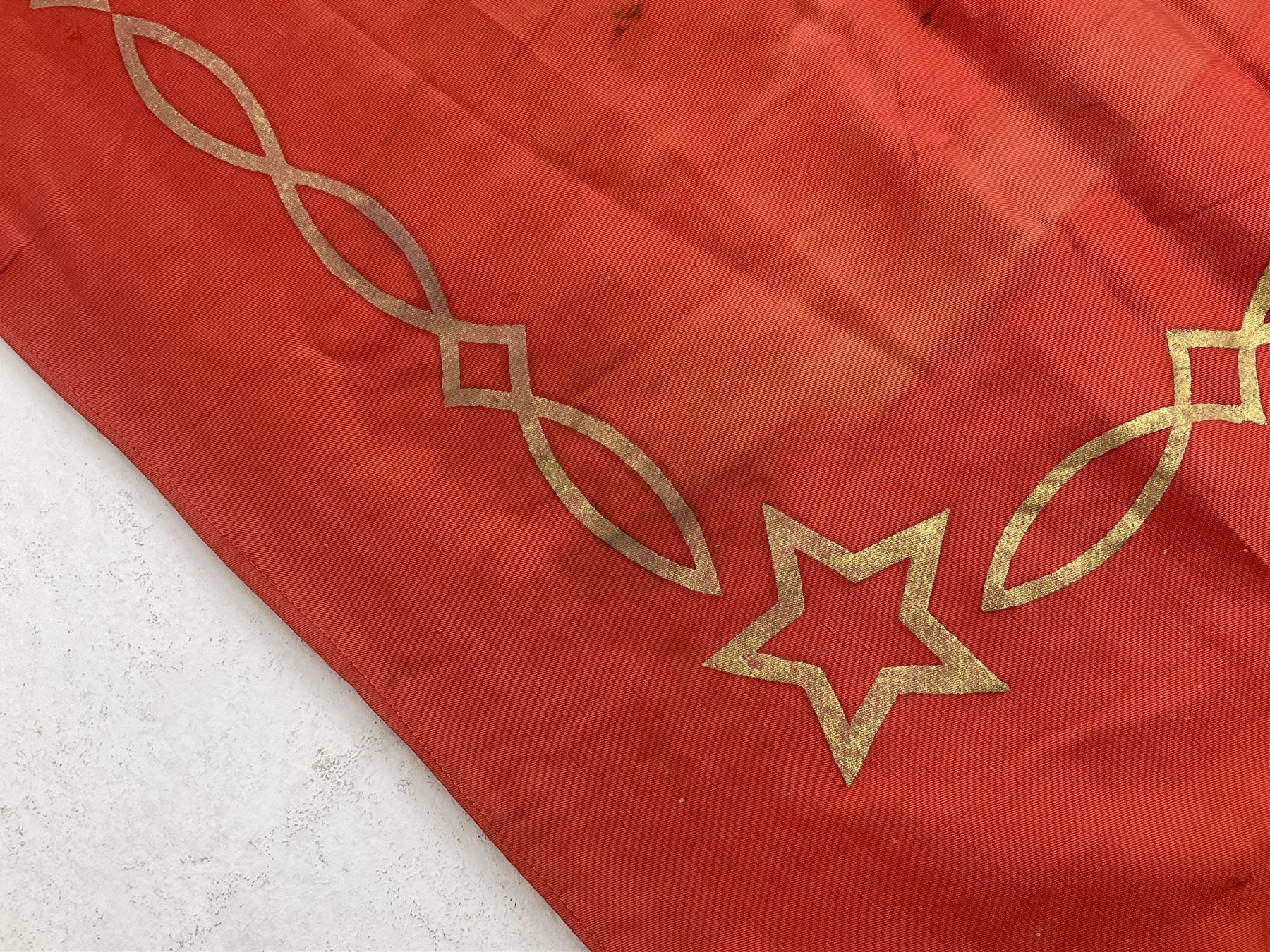 1970s Soviet banner printed in gold on a red ground - Image 7 of 38