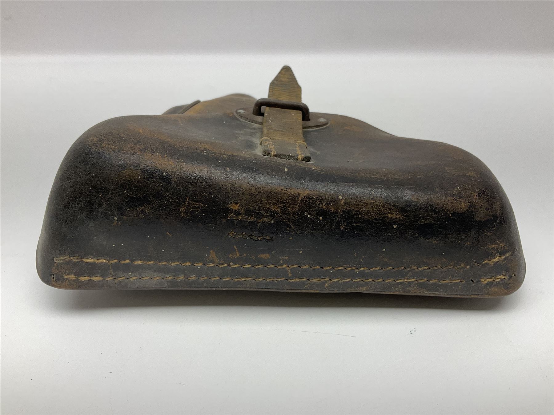 WWII German brown leather holster with side magazine pouch for a Walther P.38 semi-automatic pistol - Image 12 of 16