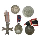 Five WW2 German medals/badges -German Defences West Wall Medal
