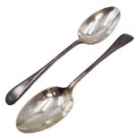 Pair of early 20th century silver Old English pattern table spoons