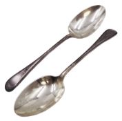 Pair of early 20th century silver Old English pattern table spoons