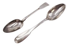 Early 19th century French silver Fiddle pattern table spoon