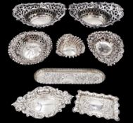 Pair of Edwardian silver bon bon dishes