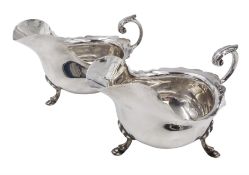 Pair of silver sauce boats