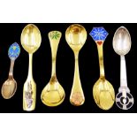 Six Danish silver and silver-gilt year spoons