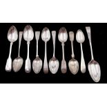 Collection of ten Newcastle silver teaspoons