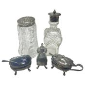 Modern silver five piece cruet set