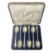 Set of six 1930s silver coffee spoons