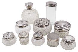 Mid 20th century silver topped cut glass scent bottle