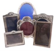 Six modern silver mounted photograph frames