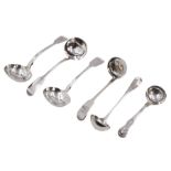 Collection of six Victorian silver sauce/toddy ladles
