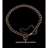 9ct rose gold curb link bracelet with T bar and clip