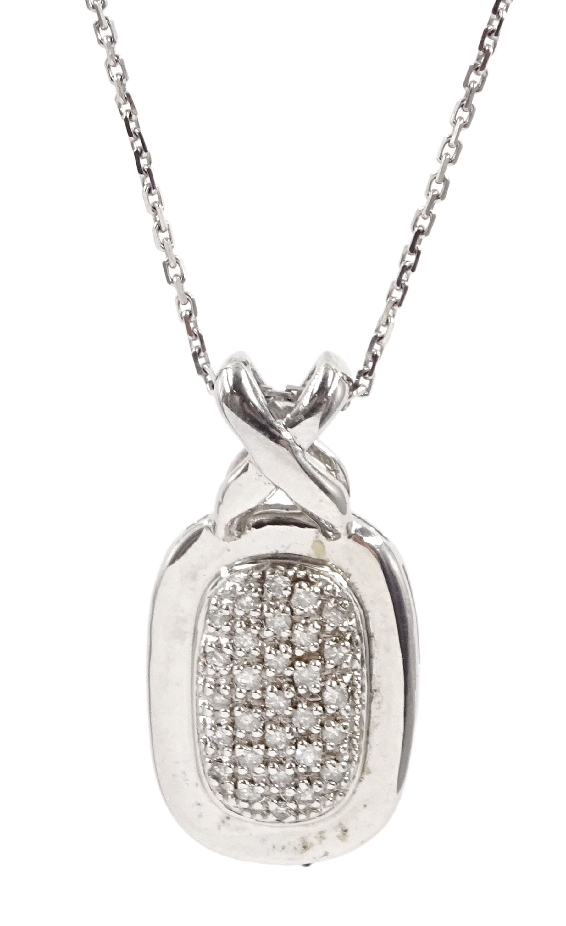 14ct white gold pave set diamond pendant
