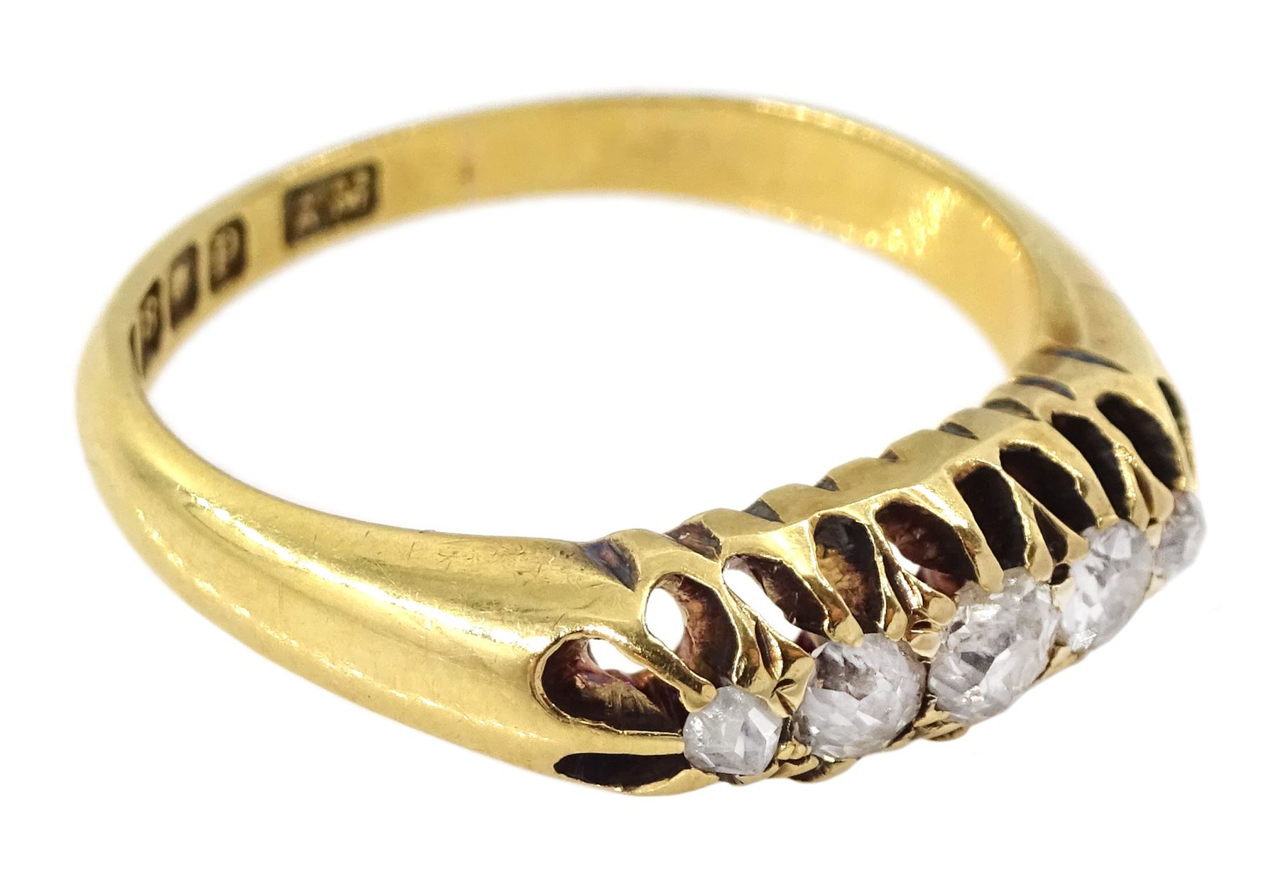 Edwardian 18ct gold five stone diamond ring - Image 3 of 4