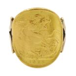 Gold curved Edward VII 1902 full sovereign ring