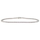 18ct white gold round brilliant cut diamond line bracelet