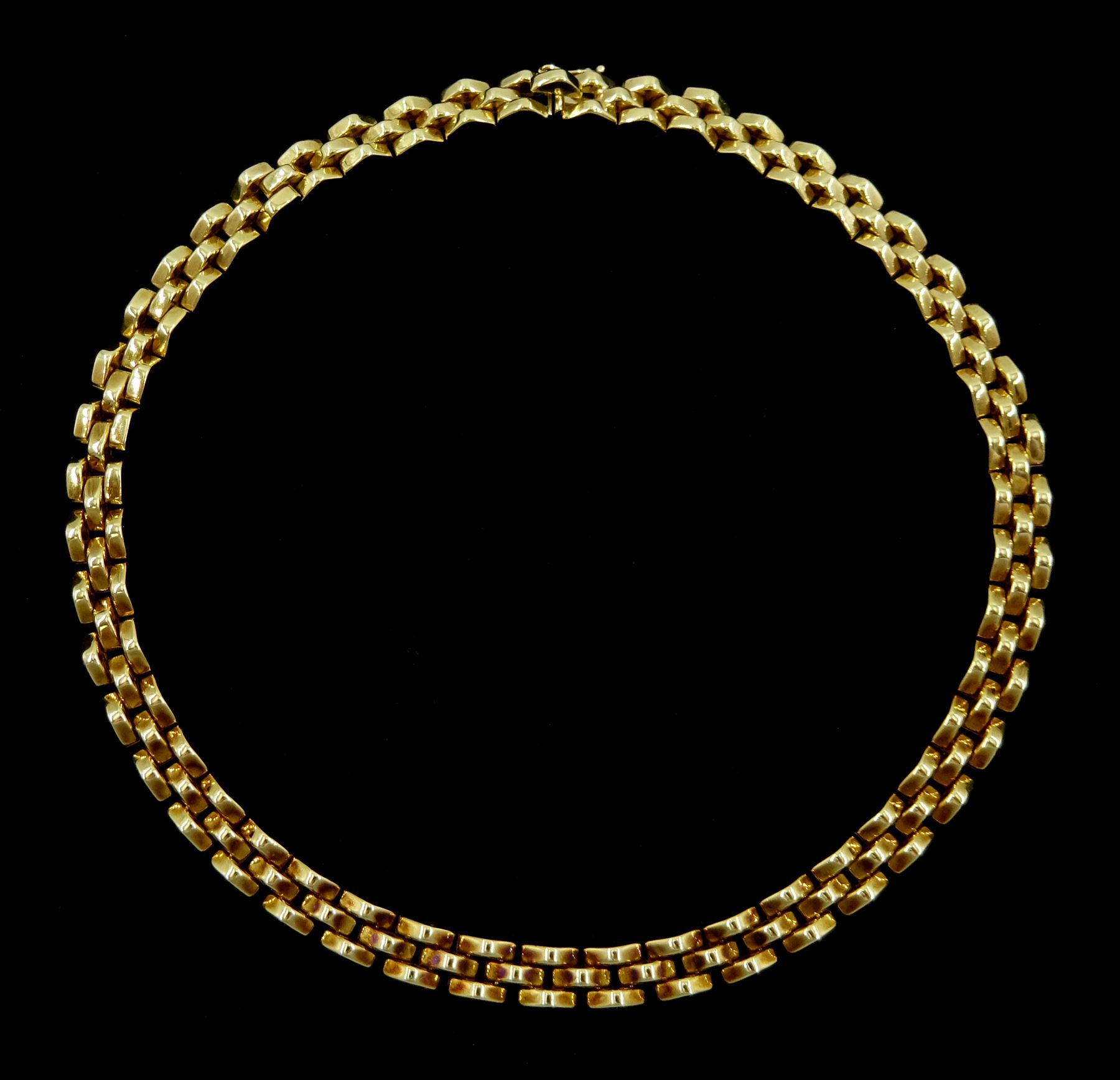 9ct gold fancy brick link design necklace