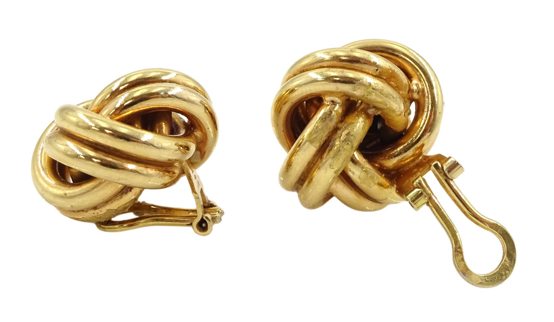 Pair of 9ct gold knot design earrings - Image 2 of 2