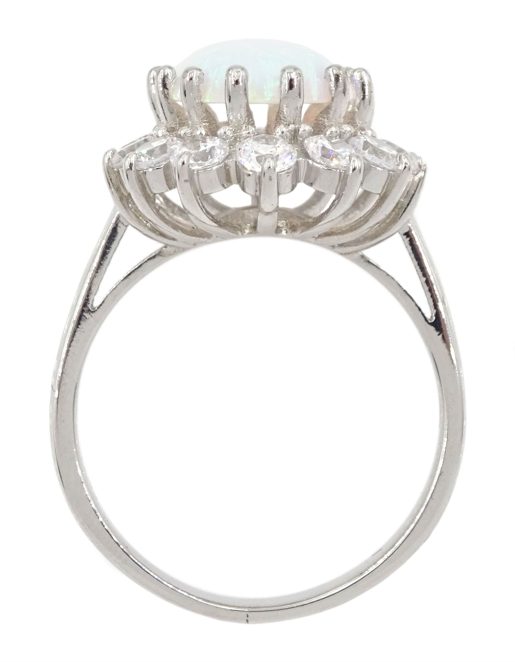 Silver opal and cubic zirconia cluster ring - Image 4 of 5