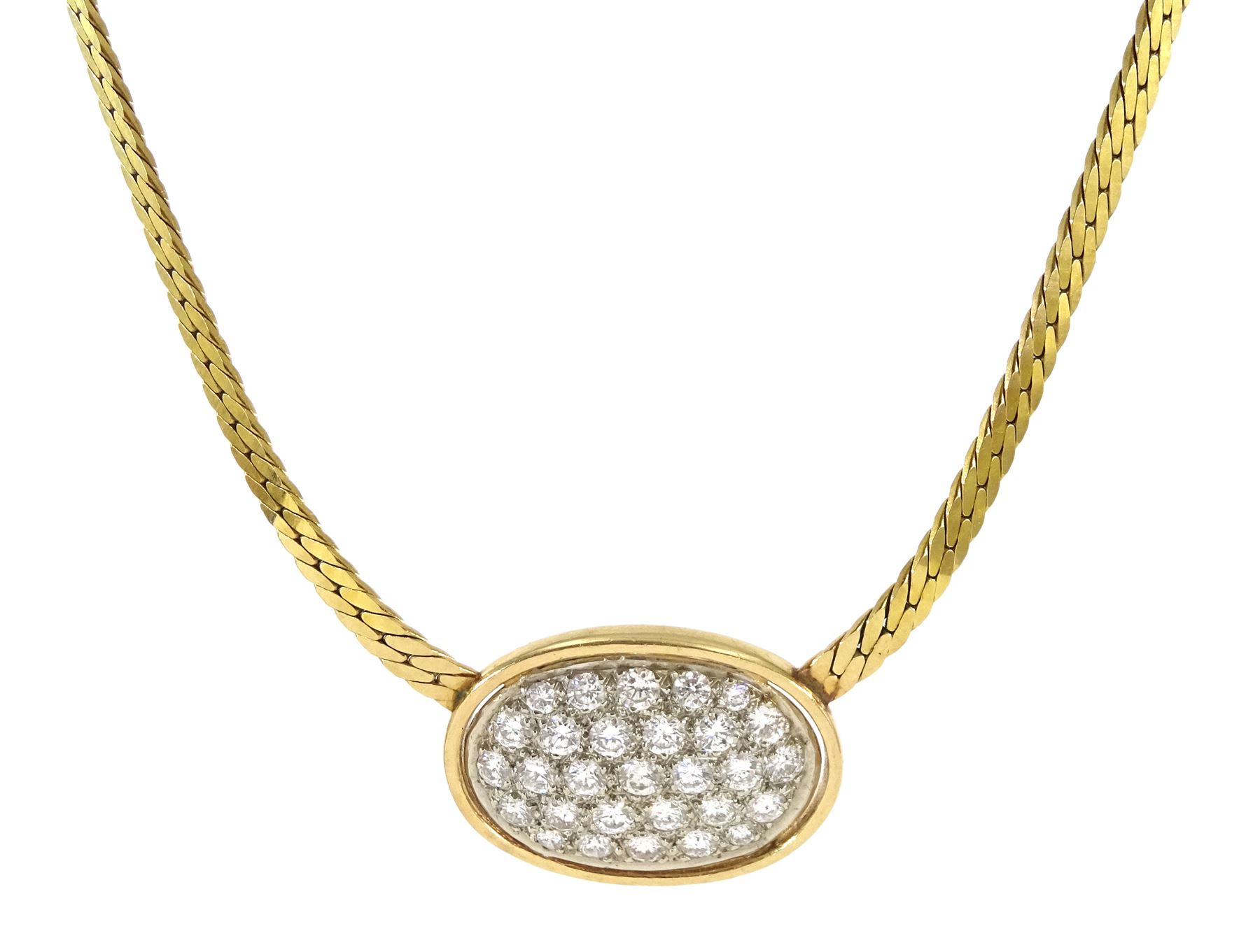 14ct gold pave set round brilliant cut diamond necklace - Image 2 of 3