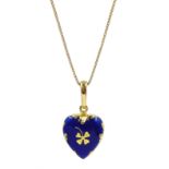 Victor Mayer for Faberge 18ct gold blue enamel heart shaped pendant