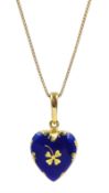 Victor Mayer for Faberge 18ct gold blue enamel heart shaped pendant