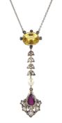 Early 20th century silver and gold topaz