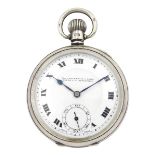 Early 20th century open face keyless lever presentation pocket watch by Rolex