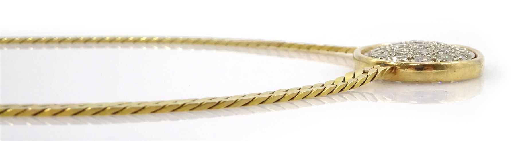 14ct gold pave set round brilliant cut diamond necklace - Image 3 of 3