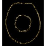 Gold curb link necklace and similar gold bracelet