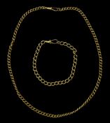 Gold curb link necklace and similar gold bracelet