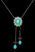 Edwardian gold opal and ruby pendant necklace