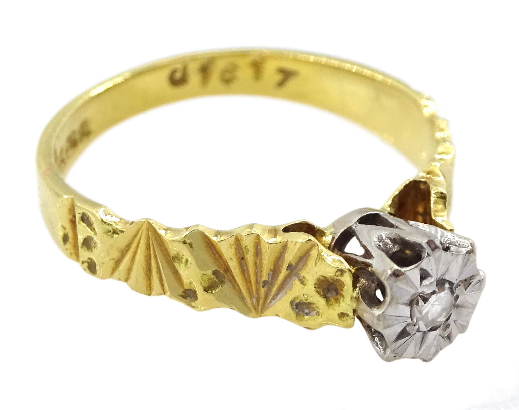 18ct gold illusion set single stone diamond ring - Image 3 of 4