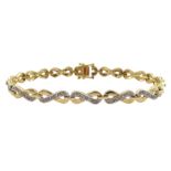 9ct gold diamond chip infinity link bracelet