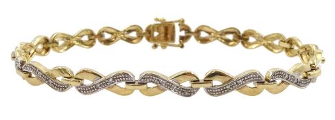 9ct gold diamond chip infinity link bracelet