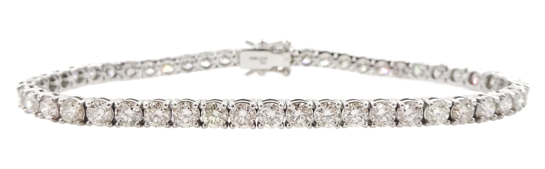 18ct white gold round brilliant cut diamond line bracelet