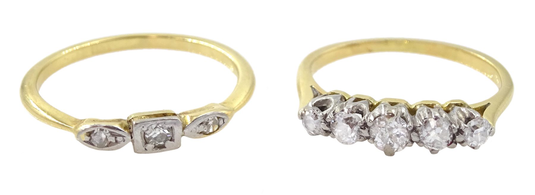 Early 20th century gold five stone diamond ring