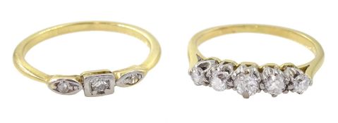 Early 20th century gold five stone diamond ring