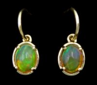 Pair of 9ct gold opal pendant stud earrings