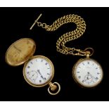 Early 20th century gold-plated keyless Swiss lever pocket watch