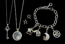 Silver Pandora charm locket pendant necklace