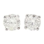 Pair of 18ct white gold round brilliant cut diamond stud earrings