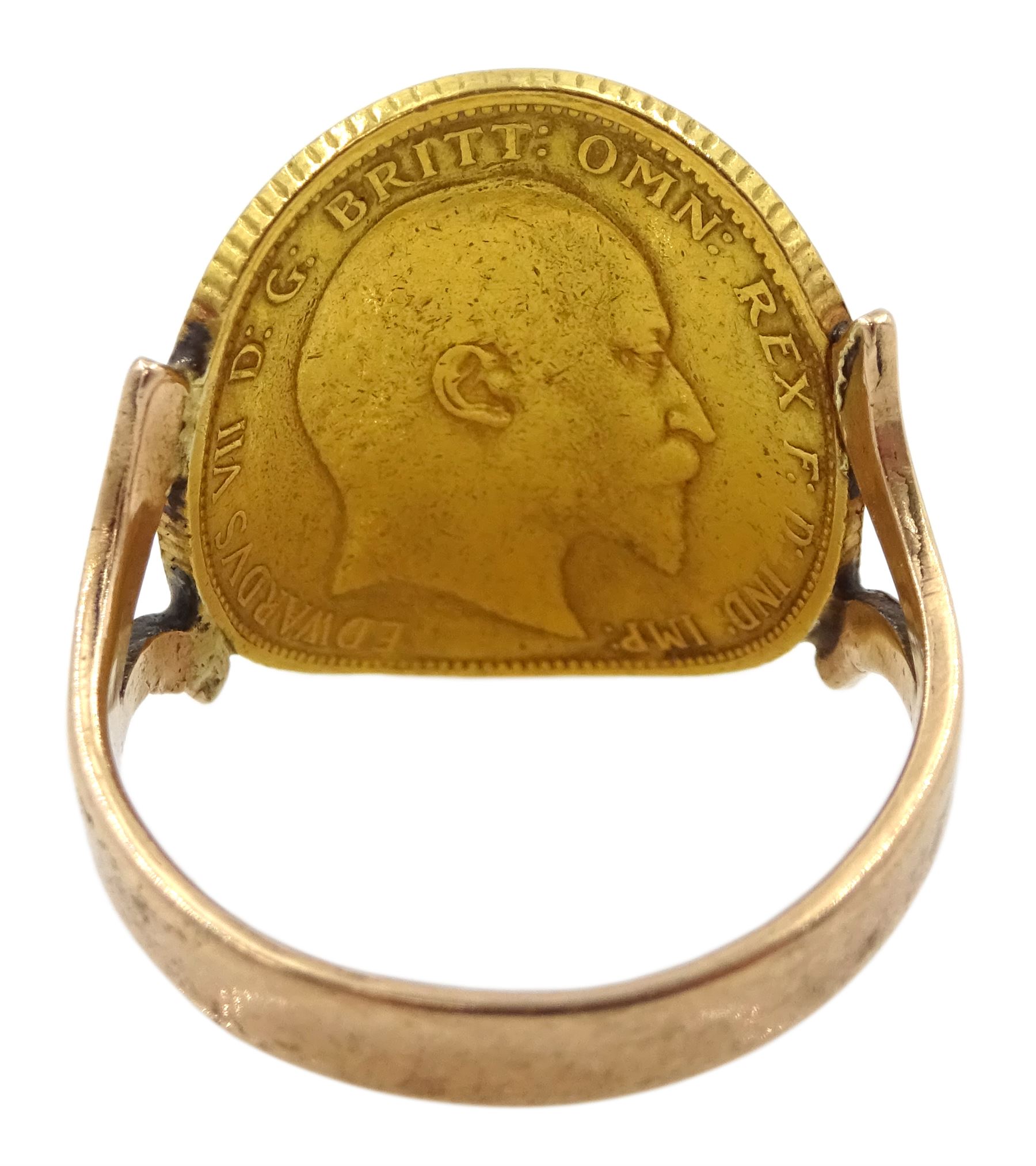 Gold curved Edward VII 1902 full sovereign ring - Image 5 of 5