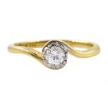 Gold singles stone round brilliant cut diamond ring