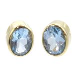 Pair of 9ct gold oval blue topaz stud earrings