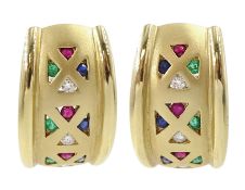 Pair of 14ct gold emerald