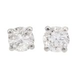 Pair of 18ct white gold round brilliant cut diamond stud earrings