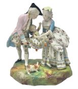 Jean Gille painted bisque family figure group