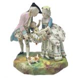 Jean Gille painted bisque family figure group